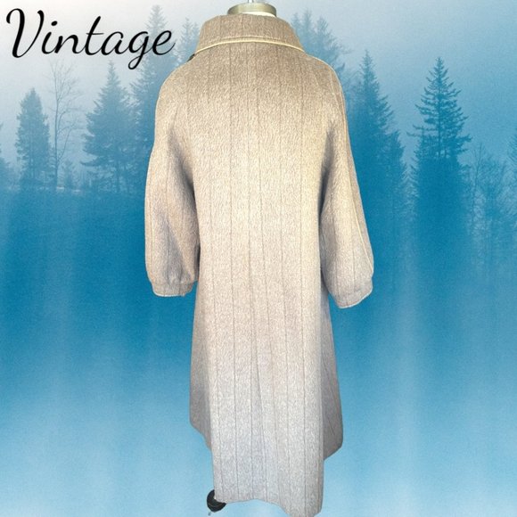 VINTAGE GOLDEN GATE LLAMA AND VIRGIN WOOL LONG COAT (SZ SM) - Picture 5 of 16